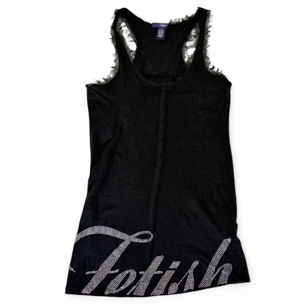 y2k black Fetish mcbling grunge rhinestone tank